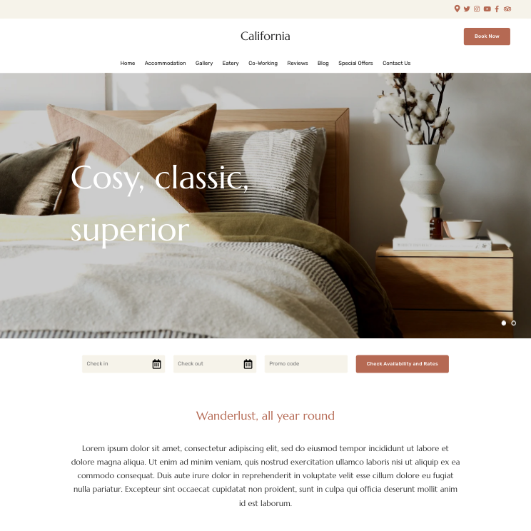 California Elegant Website Theme Desktop Screenshot