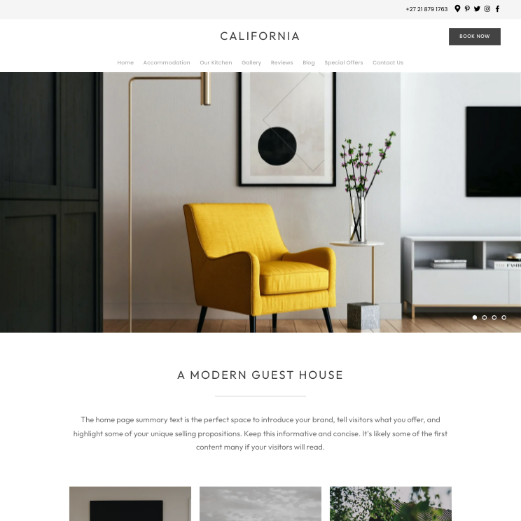 California Modern Website Theme Desktop Screenshot