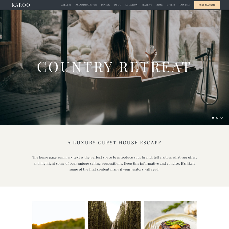 Karoo Luxury Website Theme Desktop Screenshot