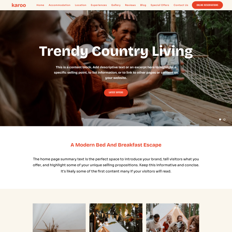 Karoo Trendy Website Theme Desktop Screenshot