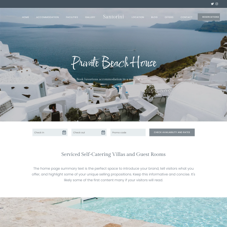 Santorini Elegant Website Theme Desktop Screenshot