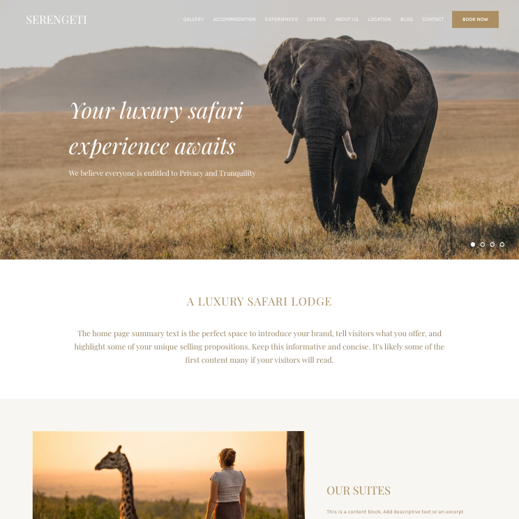 Serengeti Luxury Website Theme Desktop Screenshot