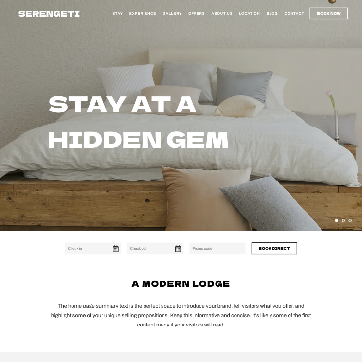 Serengeti Modern Website Theme Desktop Screenshot