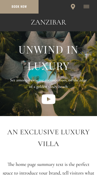 Zanzibar Luxury Website Theme Mobile Screenshot