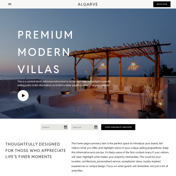 Algarve Modern Website Theme Desktop Screenshot