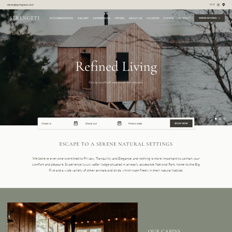 Serengeti Elegant Website Theme Desktop Screenshot