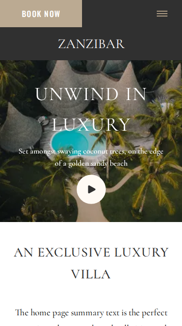 Zanzibar Luxury Website Theme Mobile Screenshot