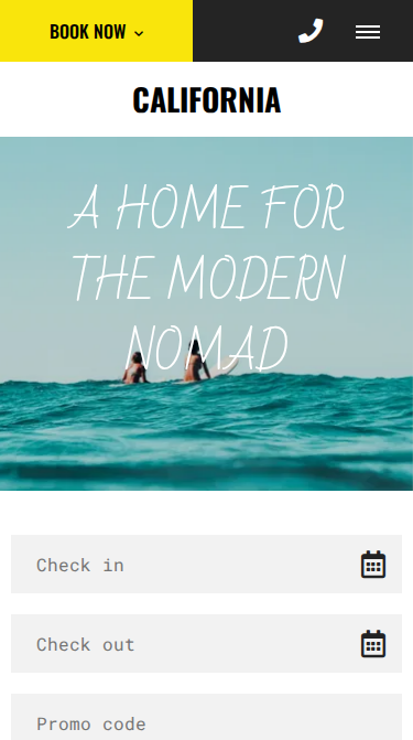 California Trendy Website Theme Mobile Screenshot