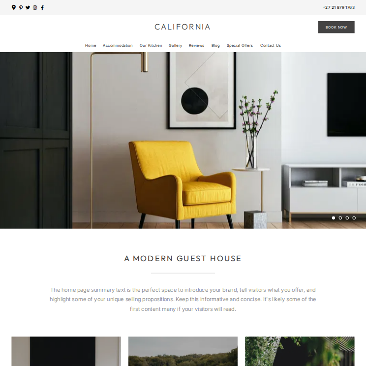 California Modern Website Theme Desktop Screenshot