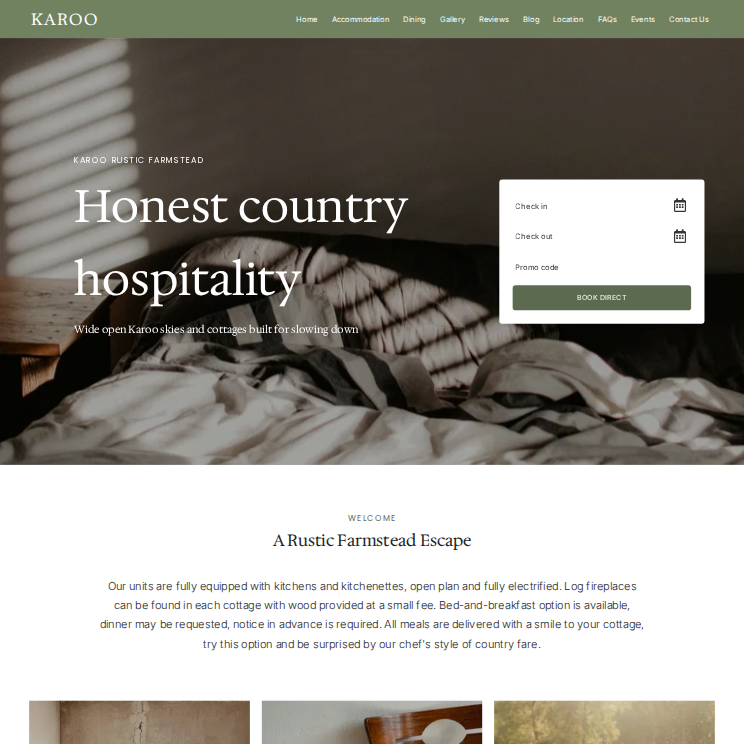 Karoo Rustic Website Theme Desktop Screenshot