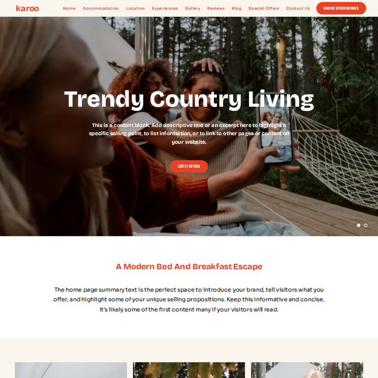 Karoo Trendy Website Theme Desktop Screenshot
