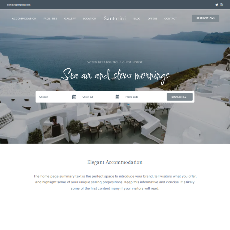 Santorini Elegant Website Theme Desktop Screenshot