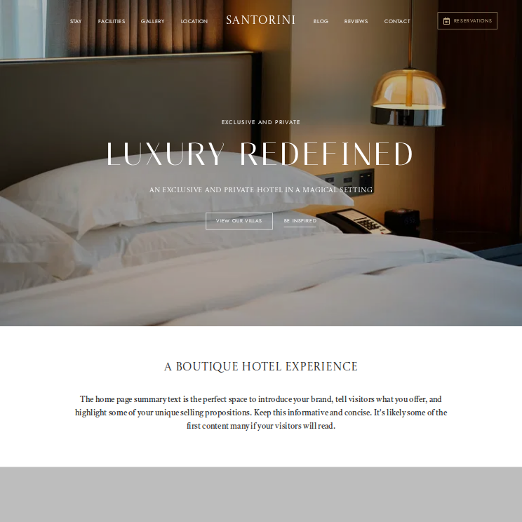 Santorini Luxury Website Theme Desktop Screenshot