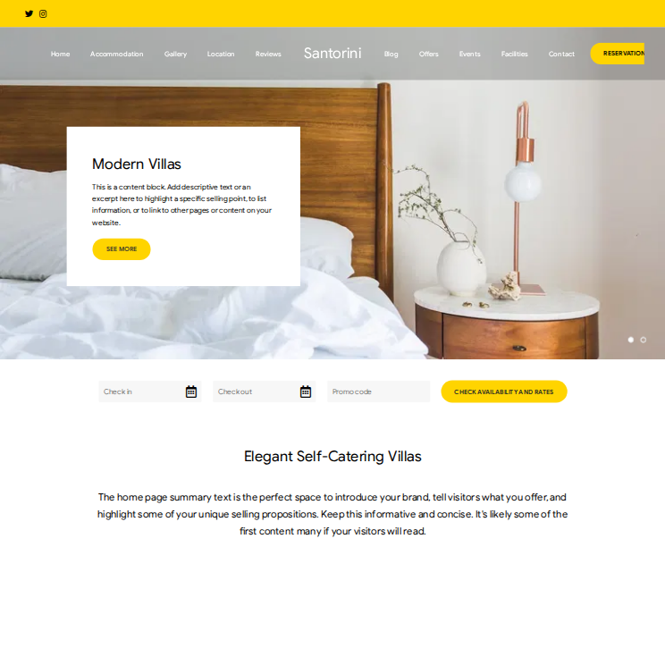 Santorini Modern Website Theme Desktop Screenshot