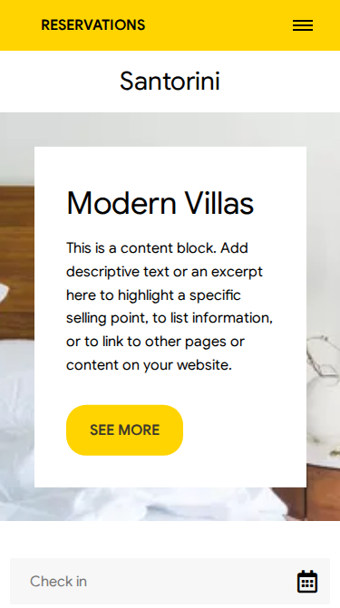 Santorini Modern Website Theme Mobile Screenshot