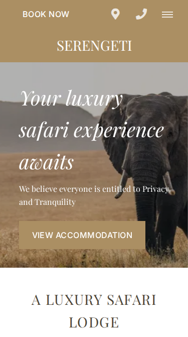 Serengeti Luxury Website Theme Mobile Screenshot