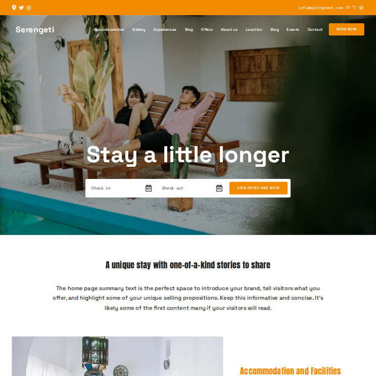 Serengeti Trendy Website Theme Desktop Screenshot