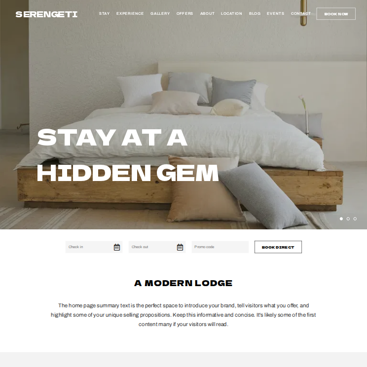 Serengeti Modern Website Theme Desktop Screenshot
