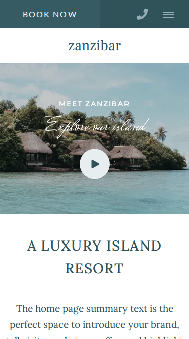 Zanzibar Elegant Website Theme Mobile Screenshot