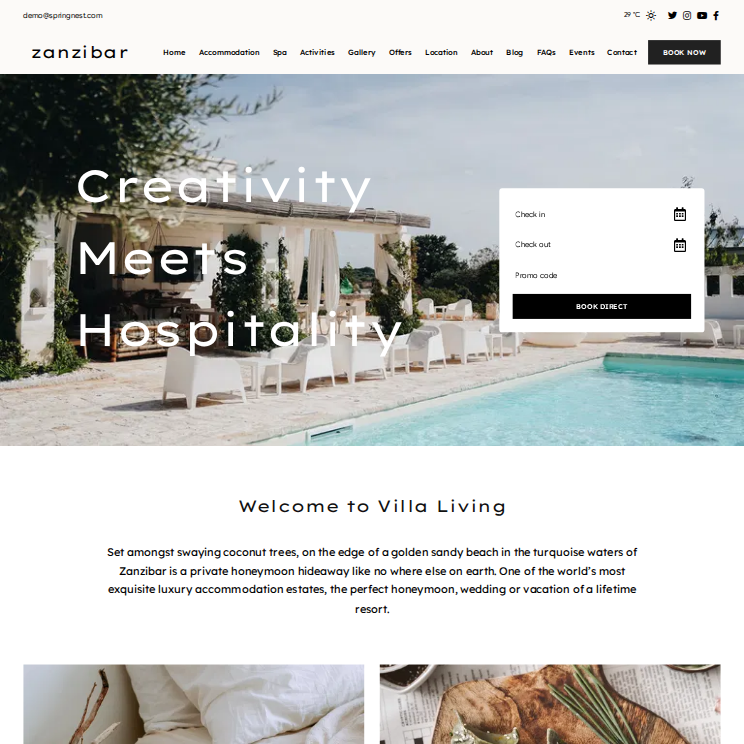 Zanzibar Trendy Website Theme Desktop Screenshot