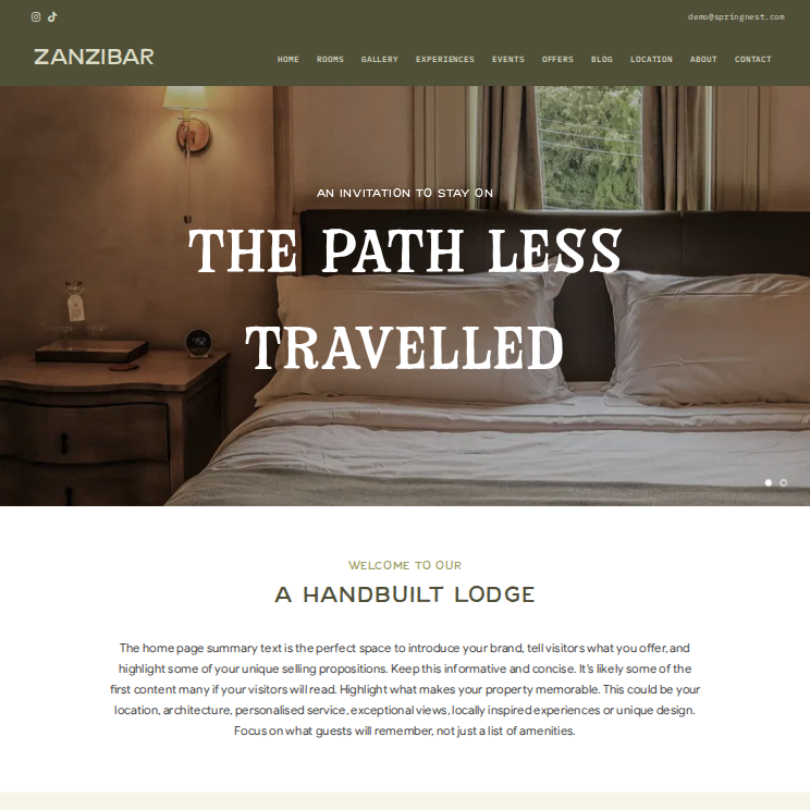 Zanzibar Rustic Website Theme Desktop Screenshot