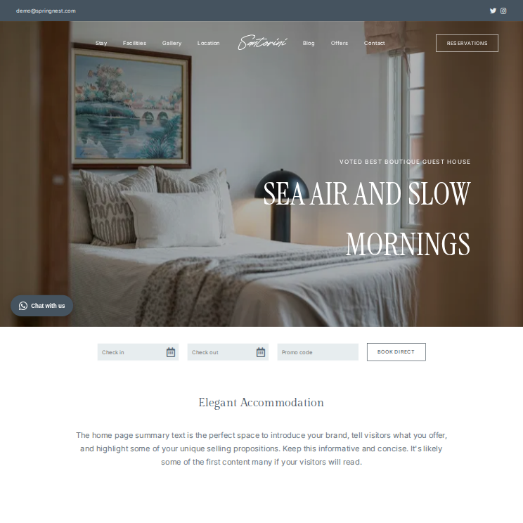 Santorini Elegant Website Theme Desktop Screenshot