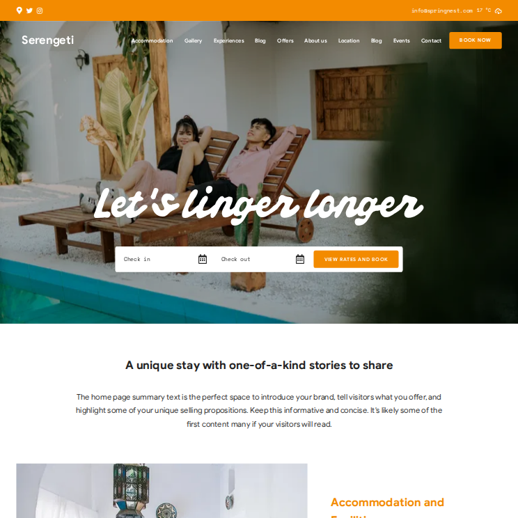 Serengeti Trendy Website Theme Desktop Screenshot
