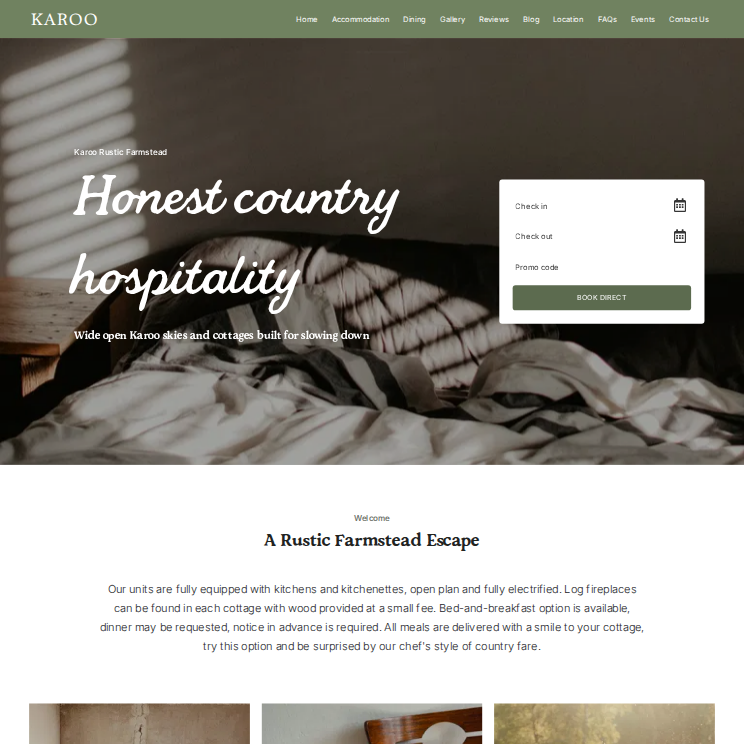 Karoo Rustic Website Theme Desktop Screenshot
