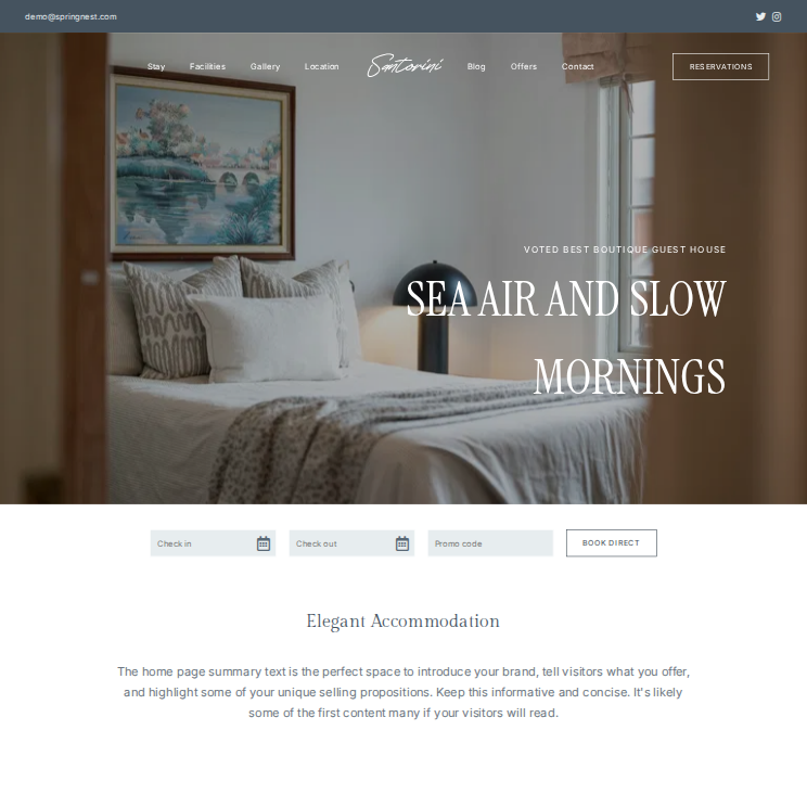 Santorini Elegant Website Theme Desktop Screenshot