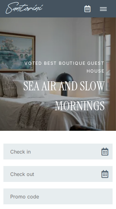 Santorini Elegant Website Theme Mobile Screenshot